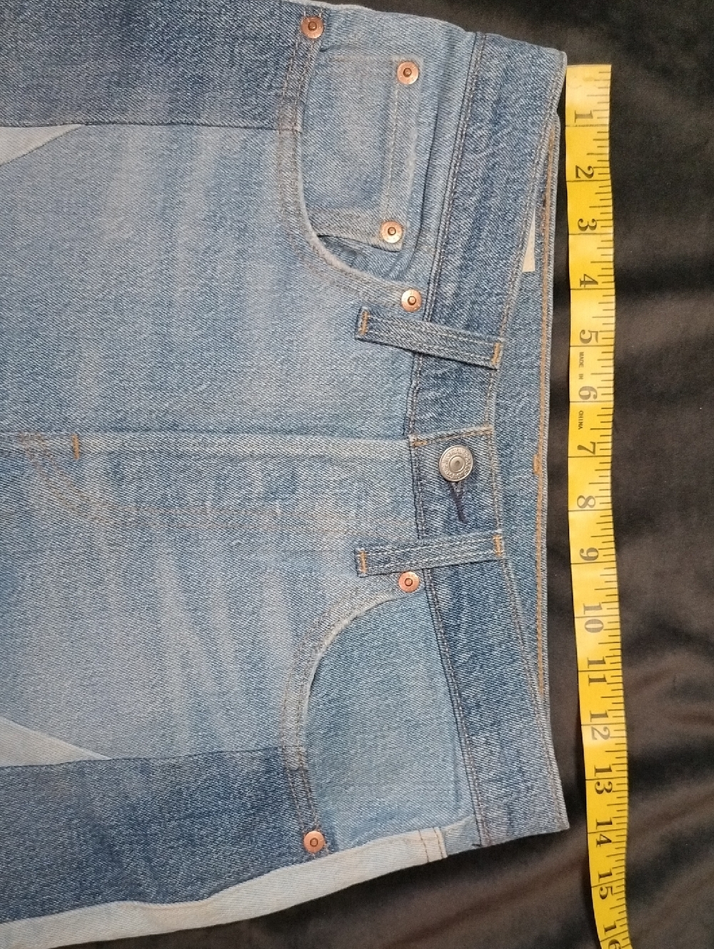 EUC Big E 501 Levi's Two-Tone Blue Patchwork Straight Button y2k Jeans - 26X26 - Picture 4 of 7